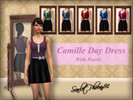 Sims 4 — Camille Day Dress With Pearls by scarletphoenix91 — This is an adorable day dress with a bow accent on the waist