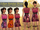 Sims 4 — Lilian Sun Dress by scarletphoenix91 — Cute little sun dress with a bow and a collar. 3 Colors and prints Button