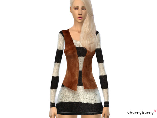 Sims 4 — New York winter dress by CherryBerrySim — Cozy and warm outfit that will make your sim look cute at the same