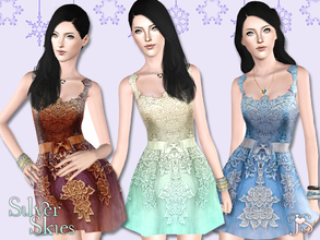 Sims 3 — Silver Skies Lace Dress by JavaSims — Lace it up easy! Here we have an all fashionable holiday cheer lace dress!