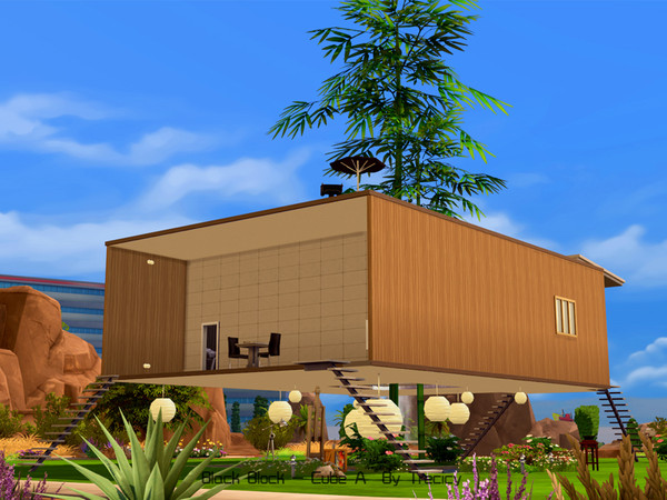 Sims 4 — Cube A by Trecicy — Strange modern villa, small enough to fit an individual to live, features a pool under the