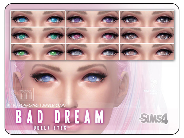 Sims 4 — [ Bad Dream ] - Dolly Eye Mask by Screaming_Mustard — Pupiless pools of rich coloured eyes for mythical