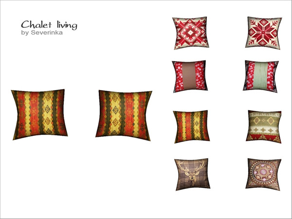 Sims 4 — Two sofa pillows by Severinka_ — Two sofa pillows of a set of furniture 'Chalet Living' 5 color