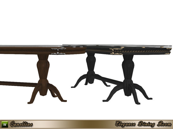 Sims 4 — Elegance Dining Room Large Dining Table with Glass by Canelline — A large elegant dining table, for your family