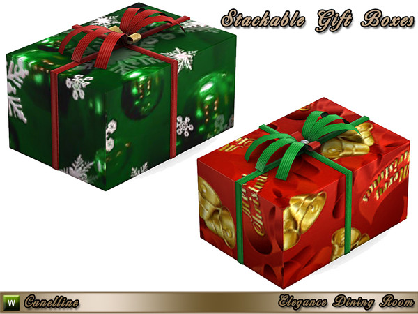 Sims 4 — Elegance Dining Room Stackable Gift Box by Canelline — This gift has 2 color variations, and can be stack with