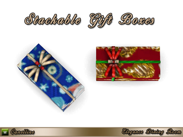 Sims 4 — Elegance Dining Room Stackable Gift Box V.2 by Canelline — This gift has 2 color variations, and can be stack