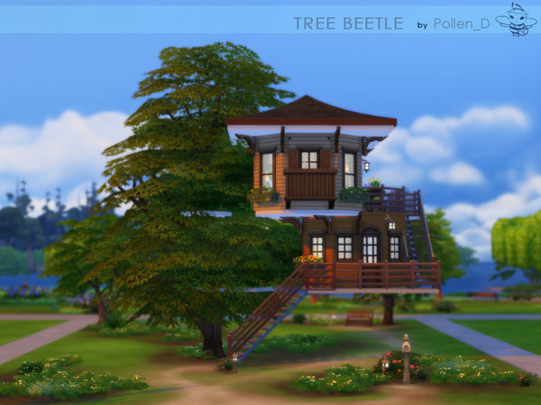 Sims 4 — Tree Beetle by Pollen_D — Small tree house for real dreamers!