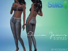 Sims 4 — Elivia Jeans by koodlebug — They come in 5 styles. They are located in the leggings section under accessories.