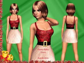 Sims 3 — Santa Baby Christmas Dress by Kara_Croft — Christmas inspired dress with belt detail.