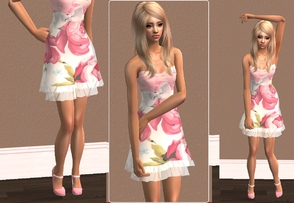 Sims 2 —  Layered Floral Dress by branden2 — You need to download the mesh 021 from the site :)
