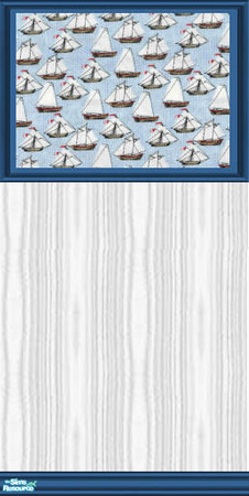 Sims 2 — Sailboat Kids Room - Wall by Riverwillows — Wallpaper with nice blue nautical sailboat theme. Part of the