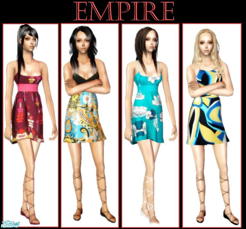 Sims 2 — Empire by nikisatez05 — A set of printed 'empire' waisted dresses. Enjoy!