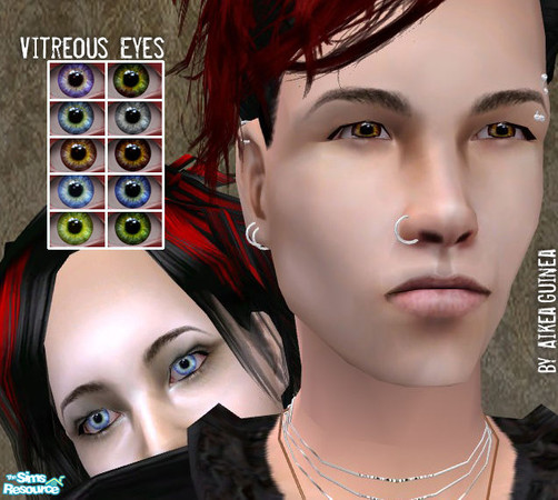 Sims 2 — Vitreous Eyes by aikea_guinea — Set of ten realistic glass-like eyecolors.