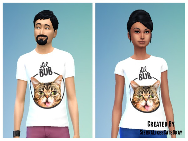 Sims 4 — Lil Bub T-Shirts (Male & Female) by sierralikescatsokay2 — Lil Bub T-Shirts - Male and Female Download