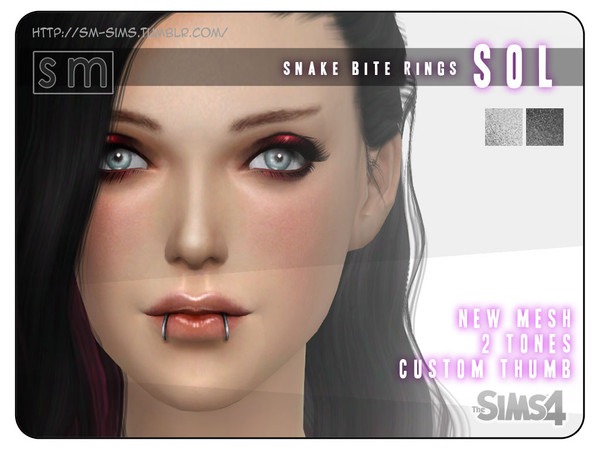 Sims 4 — [ Sol ] - Snakebite Rings by Screaming_Mustard — A snakebite ring piercing for the lips. Comes in silver and