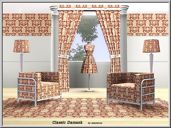 Sims 3 — Classic Damask_marcorse by marcorse — Fabric pattern: a classic damask design in earth tones