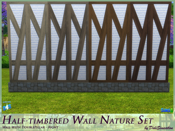 Sims 4 — Half-timbered Wall Doublepillar right - Nature by didisimsation — Half-timbered Wall - with Doublepillar right 4