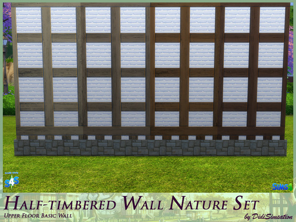 Sims 4 — Half-timbered Upper Floor Wall Basic - Nature by didisimsation — Half-timbered Upper Floor Wall - Basic 4