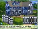 Sims 4 — Half-timbered Wall Set - Dark by didisimsation — Half-timbered Wall Set 4 dark colors Build with this wall Set