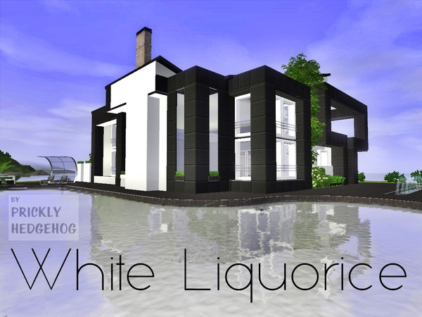 Sims 3 — White Liquorice by Prickly_Hedgehog — A cozy, spacious two-story home with a large swimming pool, a garage, loft