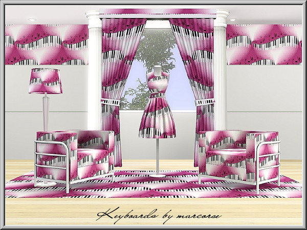 Sims 3 — Keyboards_marcorse by marcorse — Themed pattern: rounded keyboards in pink/lilac tones