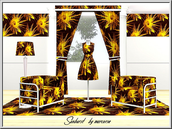 Sims 3 — Sunburst_marcorse by marcorse — Abstract pattern: abstract yellow and brown sunburst design