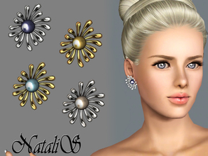 Sims 3 — NataliS TS3 Pearl flower earrings FA-FE by Natalis — A beautiful jewelry - pearl flower stud earrings. Colored