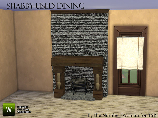Sims 4 — Shabby Bargain Shabby Chic Dining Fireplace by TheNumbersWoman — Shabby yet affordable, the comfort oozes out of