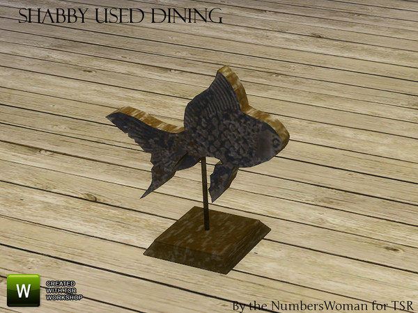 Sims 4 — Shabby Bargain Shabby Chic Dining Fish Sculpture by TheNumbersWoman — Shabby yet affordable, the comfort oozes