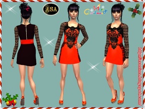 Sims 2 — ASA_Dress_314_AF by Gribko_Sveta — Red-black dress for women TS2