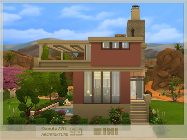 Sims 4 — MINI by Danuta720 — Small house for a single person or young couple. Includes: kitchen combined with living