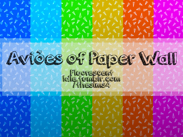 Sims 4 —  by fluorescentidle — It's a wall with small paper planes, it's available in 6 differents colors (Dark Blue,