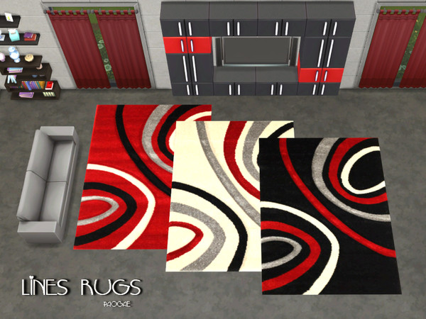 Sims 4 — Lines Rugs by Paogae — Modern rugs in three colors, abstract subject with lines. 3 rugs in 1 file Standalone