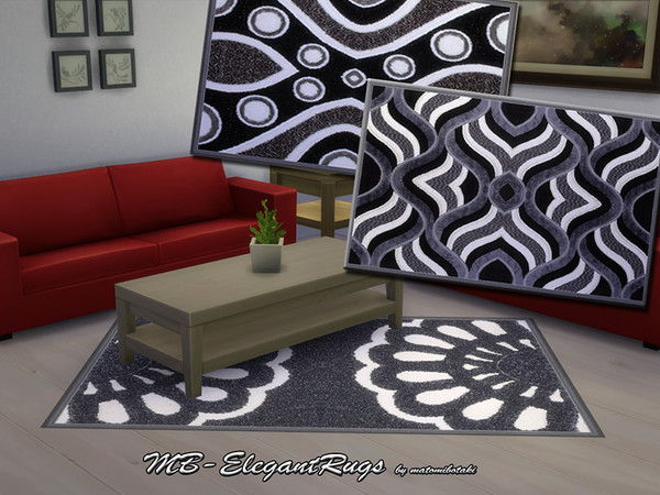 Sims 4 — MB-ElegantRugs by matomibotaki — MB-ElegantRugs,elegant black-and-white rugs with 3 abstract designs to give