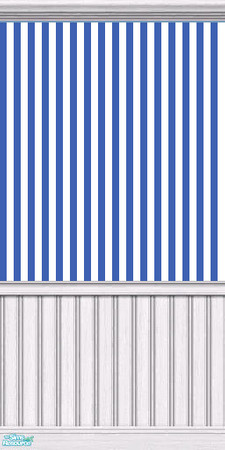 Sims 2 — NK Nautical BR Blue - Wall, Stripe by MoMama — A nautical bedroom wall with white paneling on the bottom and