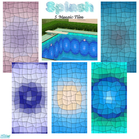 Sims 2 — Splash! by EarthGoddess54 — A set of beautiful, homemade mosaic tile walls for your sim pools! 5 Walls in all,