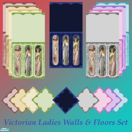 Sims 2 — Victorian Ladies Walls & Floors Set by Sheera — To all H&M lovers. This set includes 18 item : 9 walls