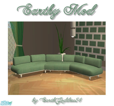 Sims 2 — Earthy Mod - Sofa by EarthGoddess54 — Modern sofa in lovely green! *FREE* mesh by 4ESF, you need it for this to