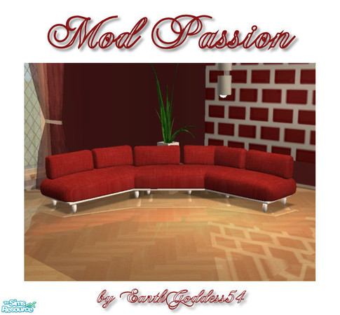 Sims 2 — Mod Passion - Sofa by EarthGoddess54 — Sofa with vibrant red textured upholstery. *FREE* mesh by 4ESF, you need
