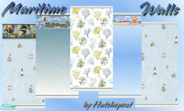 Sims 2 — Maritime Walls by hatshepsut — A set of 5 nautical wallpapers.