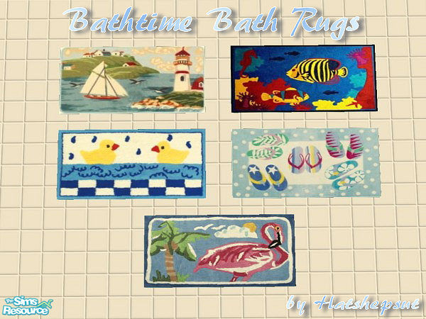 Sims 2 — Bathtime Bath Rugs by hatshepsut — 5 Soggy proof non-slip bath rugs.