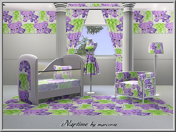 Sims 3 — Naptime_marcorse by marcorse — Themed pattern teddy has a nap with his own teddy bear. .