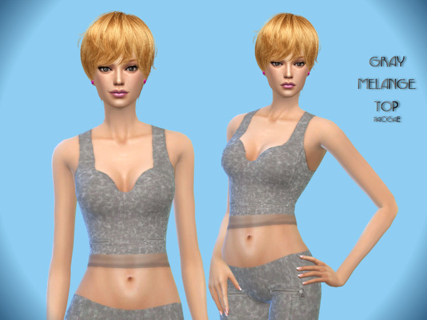 Sims 4 — GrayMelangeTop by Paogae — Gray melange top for sport and free time. Categories: everyday, athletic. Standalone.