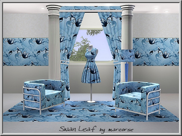 Sims 3 — Swan Leaf_marcorse by marcorse — Abstract pattern: swan-shaped leaf clusters in a regular repeat design