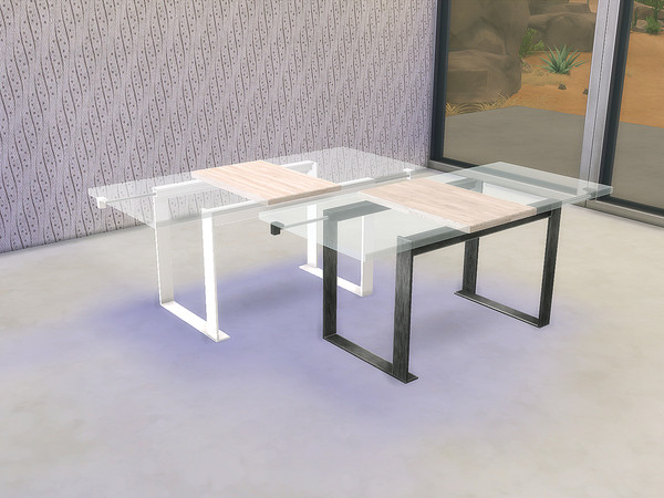 Sims 4 — Dining Cedar - Dining Table (2x1) by ung999 — Dining Cedar - Dining Table (2x1) with glass top Colors Option : 2