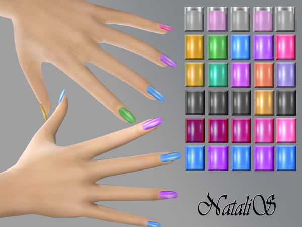 Sims 4 — NataliS_Multicolor nails FT-FA by Natalis — Multicolor nail polish. Different colors on each finger is sure to