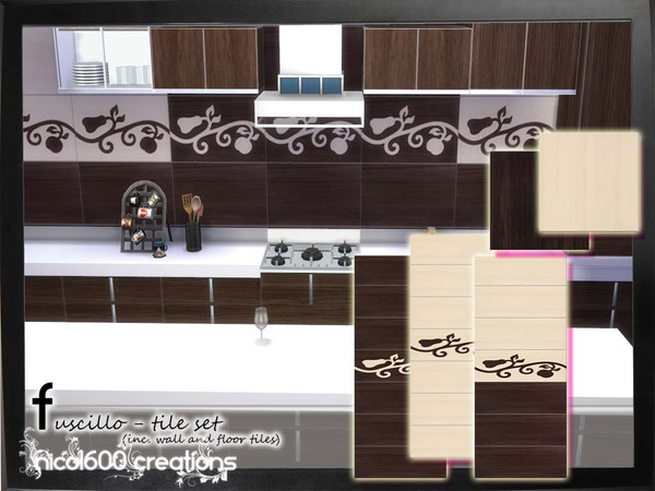 Sims 4 — Fuscillo Tile Set by nicol6002 — Fuscillo tile set includes 3 different types of tiles for walls and two colors