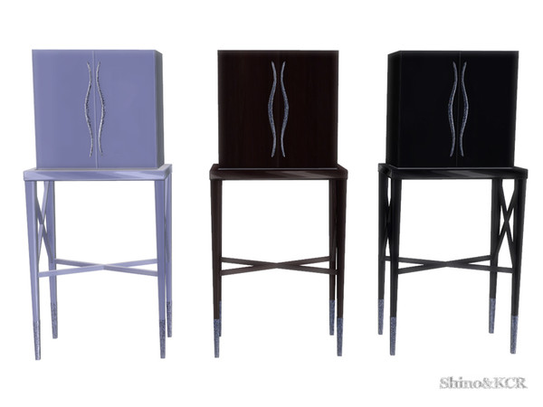 Sims 4 — Dining Eboni - small Cabinet by ShinoKCR — shiny Eboni wood and Silverdeco