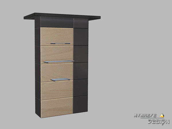 Sims 4 — Altara Shelves by NynaeveDesign — Clean-lined design shelves with three layers for space saving storage that's