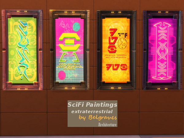 Sims 4 — SciFi Paintings by Leander_Belgraves — SciFi Paintings EA Sims 4 Basegame Recolor 4 Styles